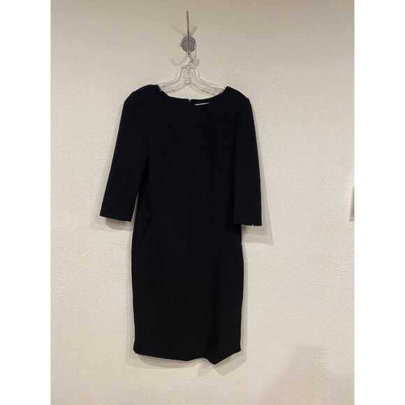 MM.LaFleur The Etsuko Dress Womens 2 Black Sheath 3/4 Sleeve Boat Neck Work Offi - Picture 2 of 4